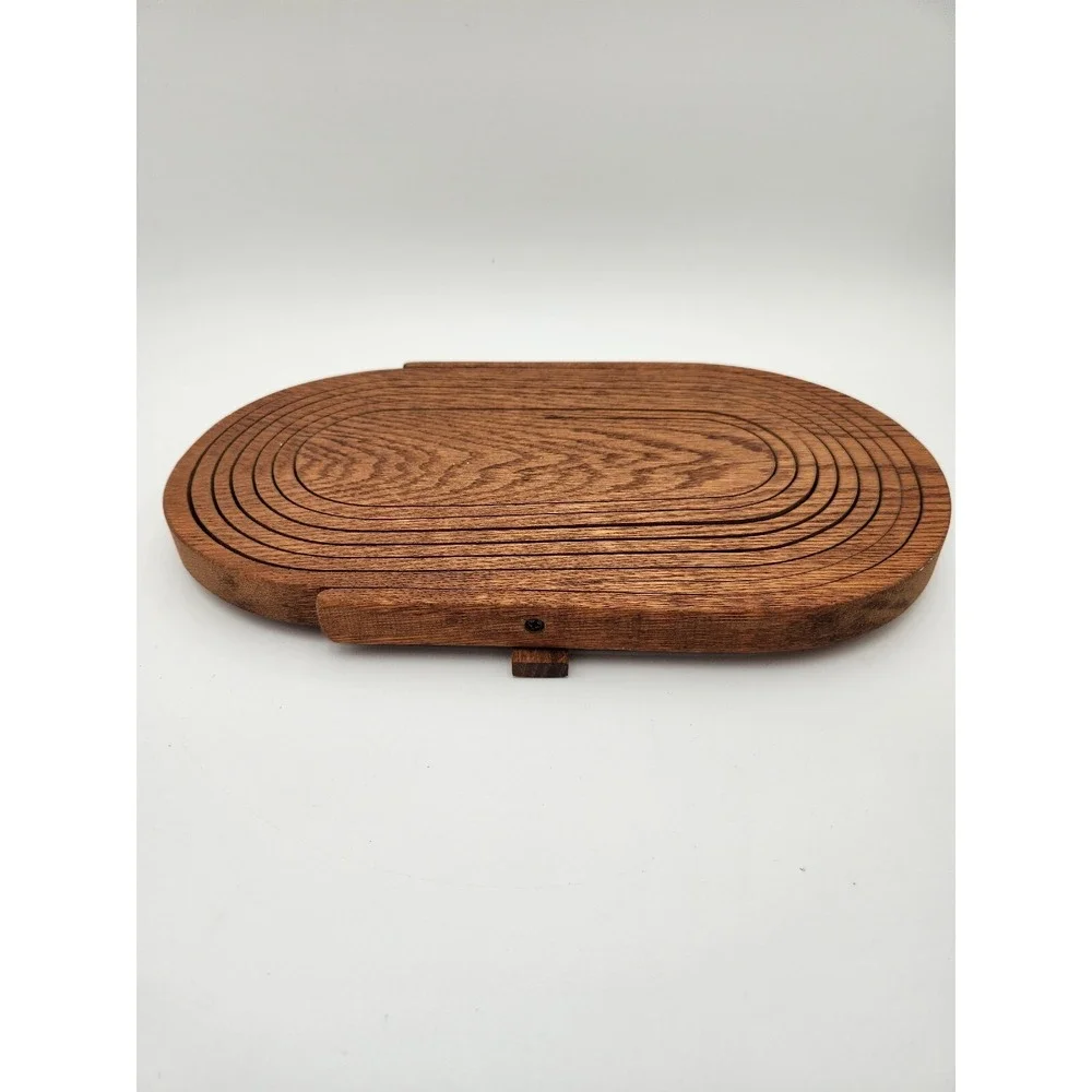 Folding Collapsible Wooden Oval Basket with Handle MCM wood vintage